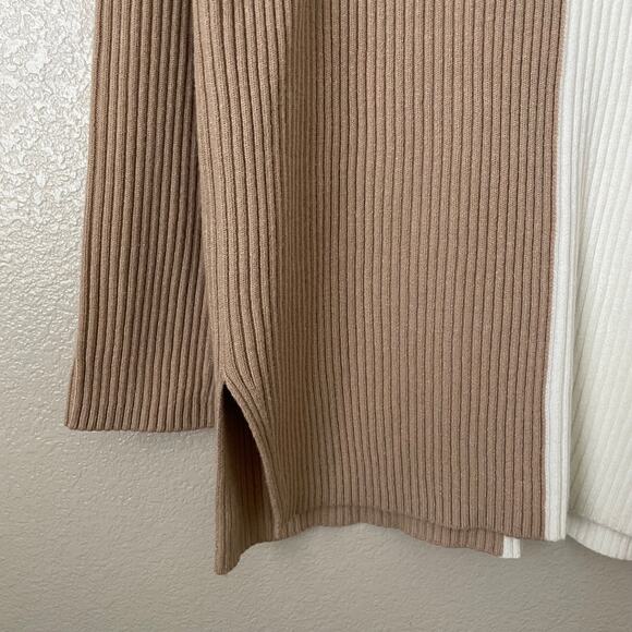 Abercrombie & Fitch Sweater Womens Small Tan Luxeloft Colorblock Ribbed Knit - Picture 5 of 12